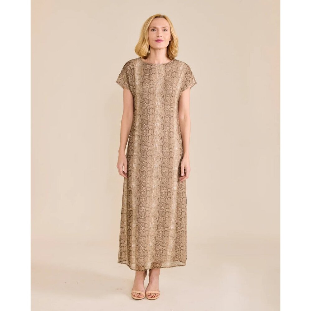 Sedge Beth Snake Print Silk Maxi Dress Size L